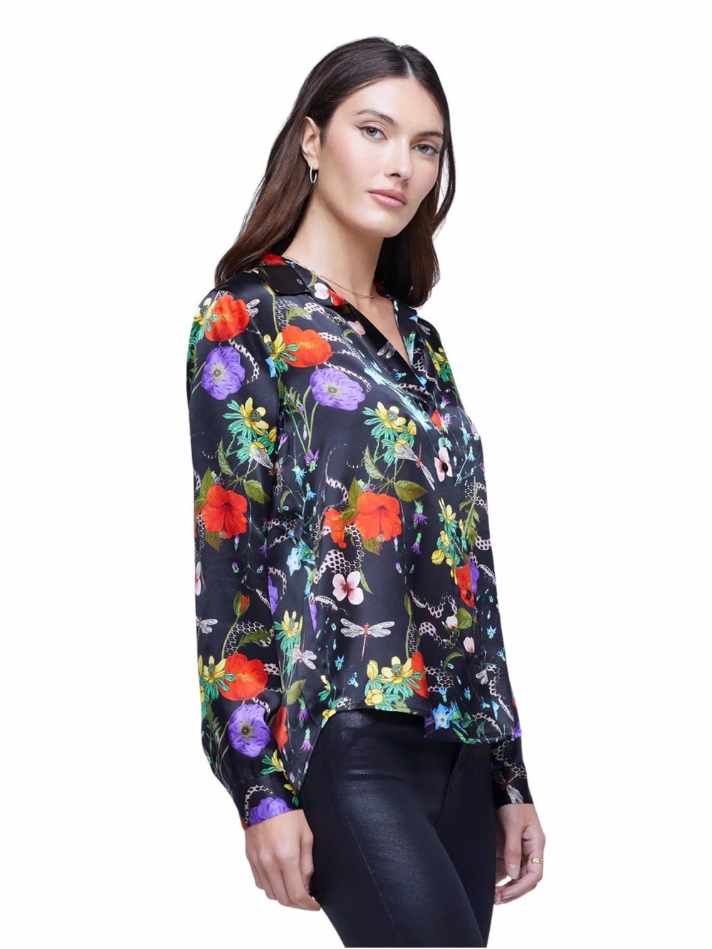 L’agence Tyler Botanical Print Silk Blouse